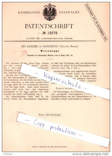 Original patent laacke - -, ad.