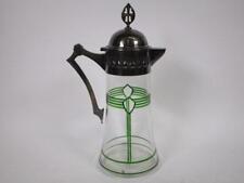 Alte Jugendstil Glas Karaffe, Kanne m. Metallmontur 39cm H 8V2435