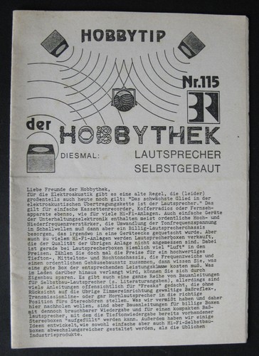 Hobbythek 115 lautsprecher - hobbythek,