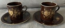 2 Kronester Bavaria Moccatassen Espressotassen Kaffeetasse Braun/gold Porzellan