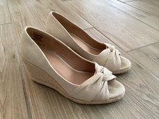 Peeptoes Damen Keilabsatz beige Stoff 37