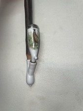 ANTIKE JÄGERPFEIFE PFEIFE PORZELLANKOPF HANDBEMALT WILD DEKOR PORZELLANPFEIFE