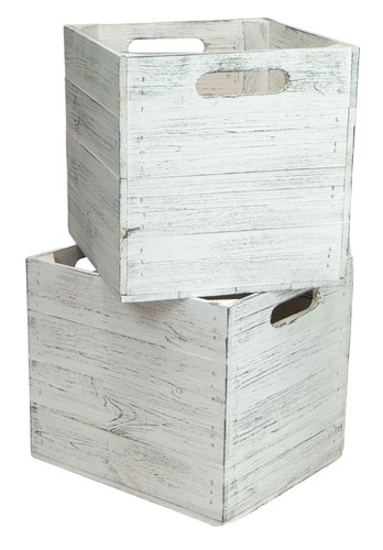 2er set holzkiste shabby weiß - set,