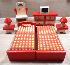 Schlafzimmer für Puppenstube 9 Teile mit Betten, Kommode, Spiegelschrank etc.