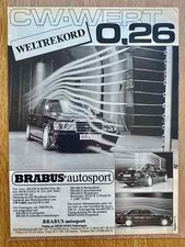 Brabus Mercedes W124 Weltrekord CW-Wert Original 1985 Vintage Advert Werbung