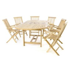 DIVERO Gartengarnitur Sitzgruppe Holz Gartenmöbel Set Teak 7tlg. 170/230 cm