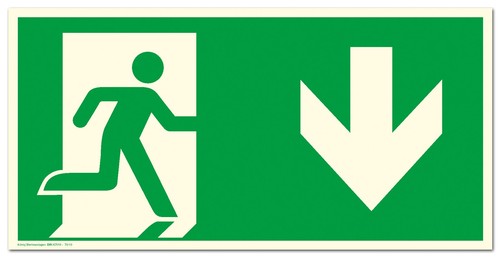 Schild notausgang pfeil nach - notausgang,