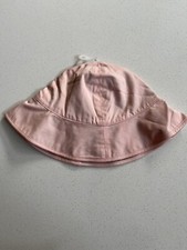 Neu mit Etikett Burberry Baby Mädchen rosa Baumwolle Sonnenhut, karierter Druck innen, Größe 44