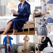 Nachtwäsche Herren Nachthemd Tasche Morgenmantel Nachtwäsche Simulation Seide