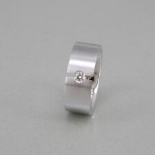 Massiver Ring/Bandring/Solitär 750/18k Weissgold Brillant 0,10 ct W/si