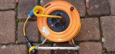 Kabeltrommel, 50m Spezialkabel, 4fach Steckdose, mit CEE Adapter