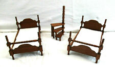 Puppenmöbel im Chippendale - Stil aber Mahagoni Holz 2 Betten +Trittleiter  (4)