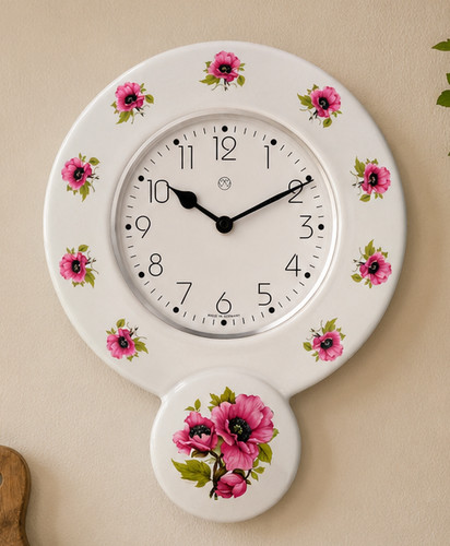 Küchenuhr rote blüten - küchenuhr,