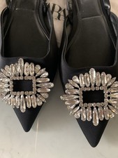 Zara Slingbacks Sandale Pumps Spange Schuhe Gr 37 ? schwarz NEU   