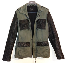 Maze , Feld Biker Militär Style Jacke Echtleder Baumwolle , Herren / Damen Gr. M