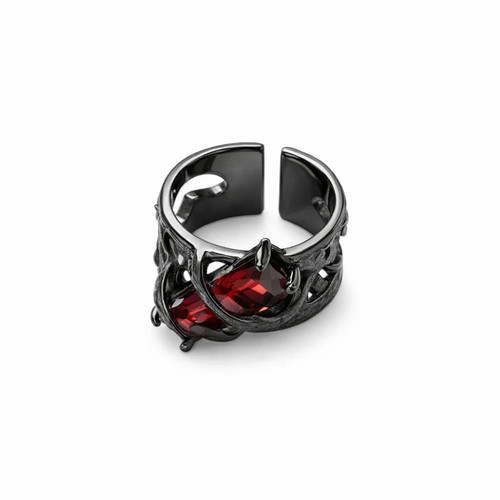 Gothic damenring schwarz - damenring, rot