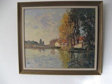 Gerahmtes ÖLGEMÄLDE "Haus am See" von L. Maurice guter Zustand