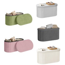 WOLTU Sitzbank mit Stauraum Sitztruhe faltbar mit Deckel Truhenbank 76x38x38 cm