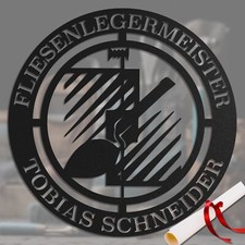 Fliesenleger Zunftzeichen Schild - Fliesenleger Geschenk - Schwarz, Anthrazit