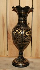 Vintage handgefertigte verzierte Messingvase mit Blumengravur