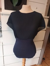 Chiffon Blusenshirt Plissee Navy Gr. S/M Neu!