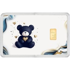 Goldbarren 0,5 g Feingold - philoro Geschenkkarte "Bärenstarke Liebe" Geschenk