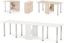 Esstisch XXL platzsparend ausklappbar 102-310 Büro-Party Tisch Eiche Sonoma Weiß