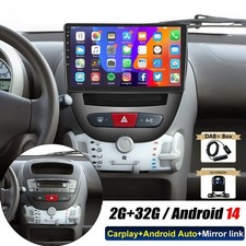 2+32GB Android 14 Autoradio DAB+ Kam Navi für Citroen C1 Peugeot 107 Toyota Aygo