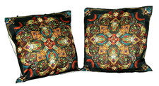 Kissenbezug Set Kissen Indien 43 x 43 cm Baumwolle-Leinen Braun-Bunt Mandala