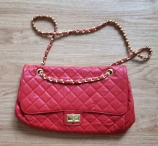 Damenhandtasche rot mittelgroß Karomuster