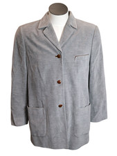 Bogner Damen Blazer Jacke Gr 42 Grau Holzknöpfe Lederpatches Vintage NP 1099 CHF