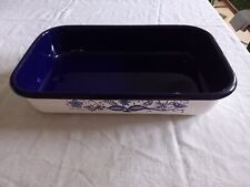 Auflaufform Emaille mit Griffen, blau weiß, Zwiebelmuster