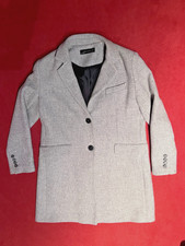ZARA Kurzmantel Damen Wolle Gr. XL hellgrau Casual-Look Maße siehe Beschreibung