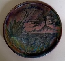 Jerome Massier, Vallauris,    France. Wandteller mit Landschaftsmalerei. Um 1900