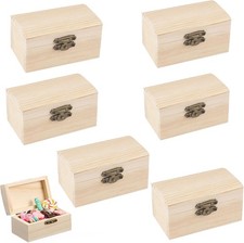 Mini Holzkiste 6er Set – Kleine Holztruhe DIY Schatztruhe Bastelbox für Kinder