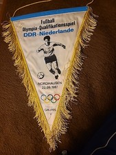 Fußballwimpel Olympia Qualif.Spiel DDR-Niederlande Nordhausen 1987