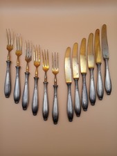 Antikes Obst- Besteck, Kuchen- Besteck, versilbert, Jugenstil