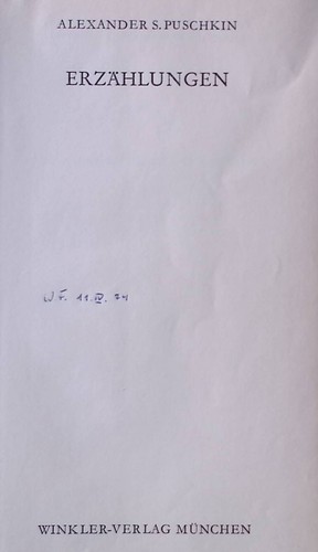 Erzählungen puschkin - erzählungen.,