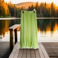 H&M  Plissee Rock mit Unterrock und Gummibund Lindgrün Gr.  M