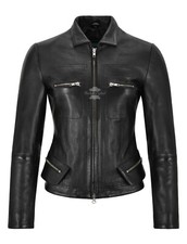 Damen Frauen Echt Leder Jacke