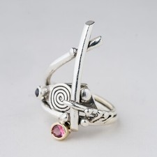 Ring Silber Rote Steine