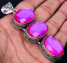 MYSTIC PINK TOPAS EDELSTEIN Anhänger 925ER STERLINGSILBER HANDGEFERTIGT