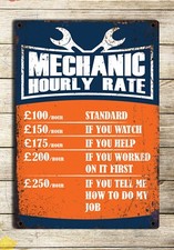 MECHANISCHER LUSTIGER STUNDENSATZ Retro Metallschild Mann Höhle Garage Bar Plakette Geschenk