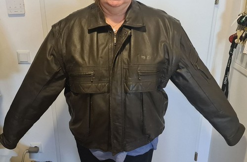 Vintage lederjacke mit - vintage,