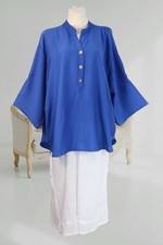 Lagenlook Tunika Long Bluse Überwurf EG 48 50 52 54 56 58 XL XXL XXXL royal blau