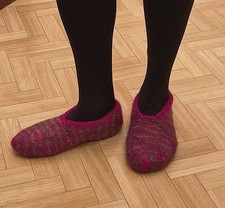 Filzpuschen  Filzschuhe Hausschuhe,  Gr. 36-37 Gestreift Handarbeit, Strickfilz