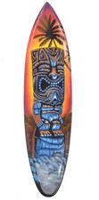 Tiki Deko Surfboard 100cm aus mit Palmen Stramd Motiv Surfbrett Holzschild Neu
