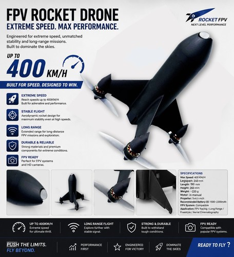 400km printed fpv - 3d,