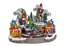 Winterszene dorf mit - dorf, fahrendem