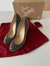 CHRISTIAN LOUBOUTIN Black/Silver FIFI SPIKES 100 HEELS PUMPS NEW EU39 UK6 US8
